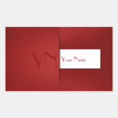 Moderne eenvoudige rode monogram rechthoekige sticker (Voorkant)