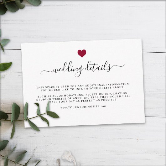 Moderne eenvoudige rode oorkonde details informatiekaartje