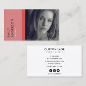 MODERNE EENVOUDIGE RODE PERSOONLIJKE FOTO-IDENTITE VISITEKAARTJE (Voorkant / Achterkant)