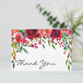 Moderne Eenvoudige Rode Roos Bedankbriefje Kaart (Staand voorkant)