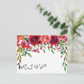 Moderne Eenvoudige Rode Rose RSVP-kaart Uitnodiging Briefkaart (Staand voorkant)