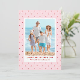 Moderne Eenvoudige Rode Roze Harten Foto Valentijn Feestdagenkaart