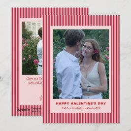 Moderne Eenvoudige Rode Strepen Twee Foto Valentij Feestdagenkaart