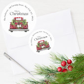 Moderne Eenvoudige Rode Vrachtwagen Kerstretour Ad Ronde Sticker