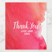 Moderne, eenvoudige rode waterverf bedankt je cade wijn etiket (Enkel label)