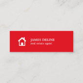 Moderne Eenvoudige Rode Witte Huis makelaar Mini Visitekaartje (Voorkant)