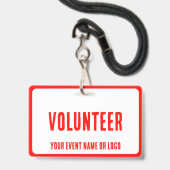moderne eenvoudige rode witte vrijwilligersactivit badge (Achterkant met lanyard)