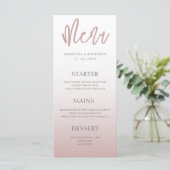 Moderne Eenvoudige Roos Gold Weddenrenmenu Menu (Staand voorkant)
