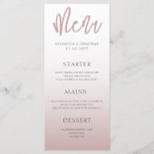 Moderne Eenvoudige Roos Gold Weddenrenmenu Menu (Voorkant)