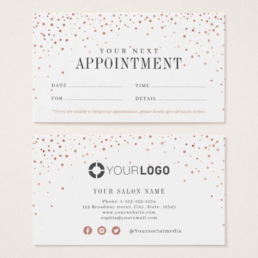 Moderne, eenvoudige roos gouden glitter-afspeelkaa visitekaartje (Voorkant /achterkant)