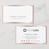 Moderne, eenvoudige roos gouden grensberoeps visitekaartje (Voorkant / Achterkant)