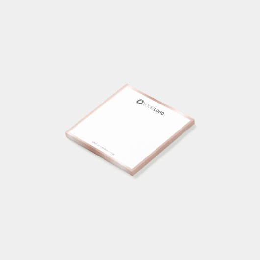 Moderne, eenvoudige roos gouden grensonderneming l post-it® notes (Schuin)