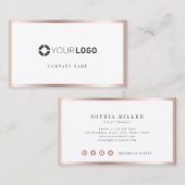 Moderne, eenvoudige roos gouden grensonderneming l visitekaartje (Voorkant / Achterkant)