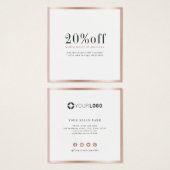 Moderne, eenvoudige roos gouden kaart met korting  (Voorkant /achterkant)