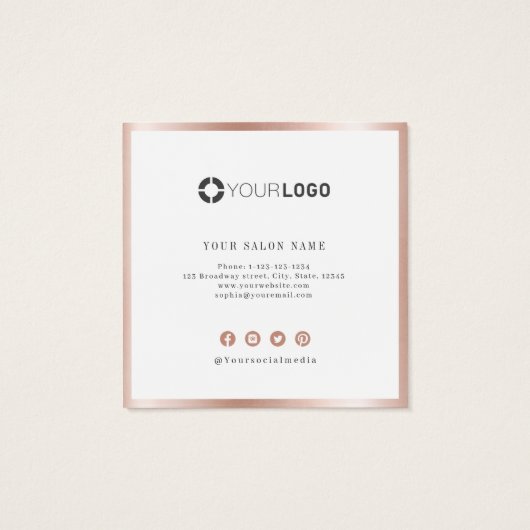 Moderne, eenvoudige roos gouden kaart met korting  (Achterkant)