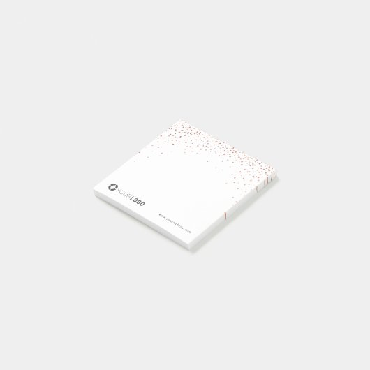 Moderne, eenvoudige roos goudglitter company logo post-it® notes (Schuin)