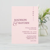 Moderne eenvoudige Roos Roze Monogram Foto Weddens Kaart (Staand voorkant)