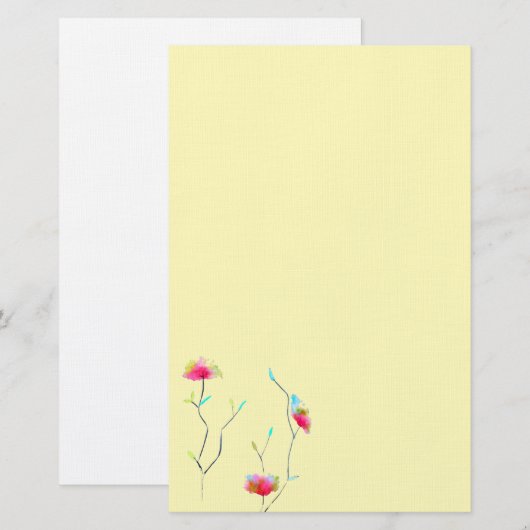 Moderne, eenvoudige roze bloemroze briefpapier (Voorkant / Achterkant)