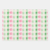 Moderne Eenvoudige Roze en Groene Waterverf Plaid Inpakpapier Vel (Voorkant 2)