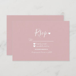 Moderne eenvoudige roze en harten RSVP Kaart