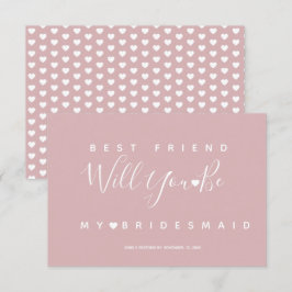 Moderne Eenvoudige Roze en Hartjes Bruidsmeisje RS Kaart