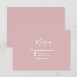 Moderne Eenvoudige Roze en Hartjes RSVP Kaart