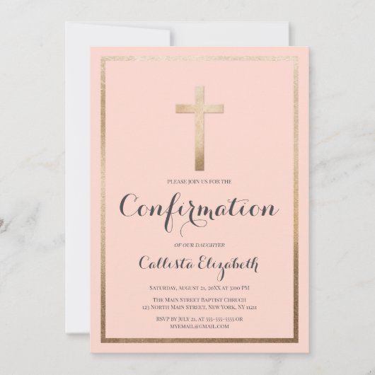 Moderne eenvoudige roze gouden grensoverschrijdend kaart (Voorkant)