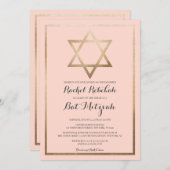 Moderne Eenvoudige Roze Gouden Ster Border Bat Mit Kaart (Voorkant / Achterkant)