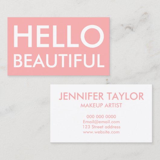 Moderne, eenvoudige roze hallo mooie visitekaartje (Voorkant / Achterkant)