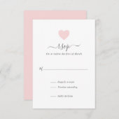 Moderne Eenvoudige roze hartbruiloft RSVP Kaartje (Voorkant / Achterkant)