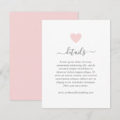 Moderne Eenvoudige roze hartslag bruiloft Informatiekaartje (Voorkant / Achterkant)