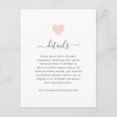 Moderne Eenvoudige roze hartslag bruiloft Informatiekaartje (Voorkant)