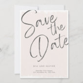 Moderne eenvoudige roze kalligrafie Save The Date Kaart (Voorkant)