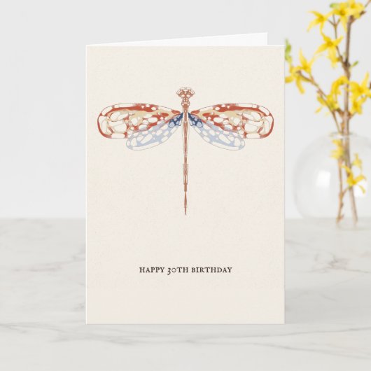 Moderne, eenvoudige , roze kunstdragonfly kaart (Gele Bloem)