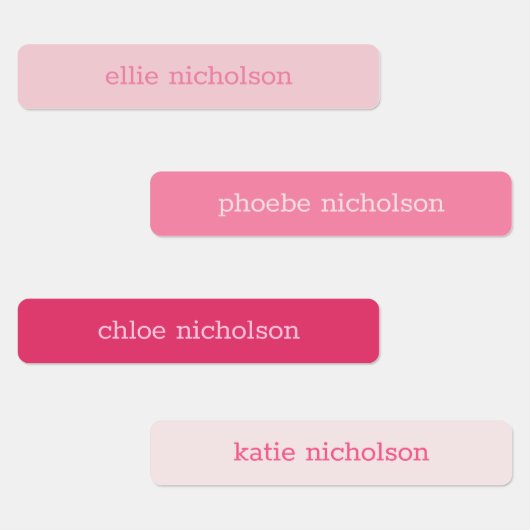 Moderne eenvoudige roze meisjesdichte waterdichte  labels (Groep)
