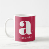 Moderne Eenvoudige Roze Monogram Beginletter Naam Koffiemok (Links)