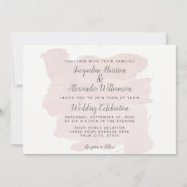 Moderne eenvoudige roze penseelstreken Waterverf w Kaart