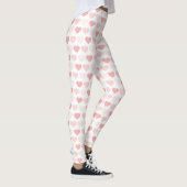 Moderne Eenvoudige Roze Perzikkleurige Harten Leggings (Rechts)