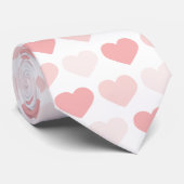 Moderne Eenvoudige Roze Perzikkleurige Harten Stropdas (Opgerold)