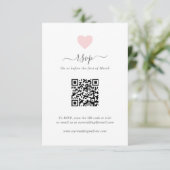Moderne Eenvoudige roze QR-code voor hartslag RSVP Kaartje (Staand voorkant)