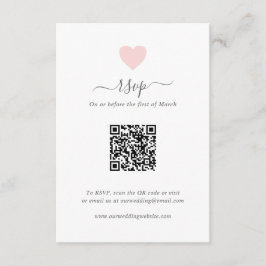 Moderne Eenvoudige roze QR-code voor hartslag RSVP Kaartje