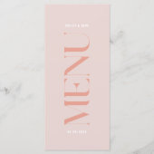 Moderne Eenvoudige roze rand bruiloft menu (Voorkant)