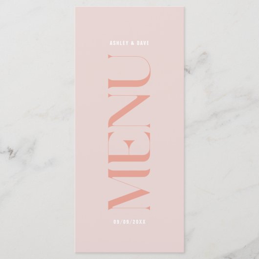 Moderne Eenvoudige roze rand bruiloft menu (Voorkant)