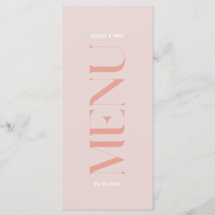 Moderne Eenvoudige roze rand bruiloft menu