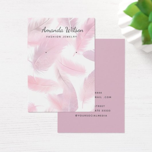 Moderne Eenvoudige Roze Sieraden Oorbel Display Ka Visitekaartje (Bureau)