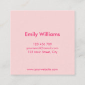 Moderne, eenvoudige roze vierkante visitekaartje (Achterkant)