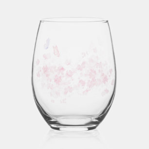 Moderne eenvoudige roze vlinder bloemen Bloemen br Wijnglas Zonder Voet