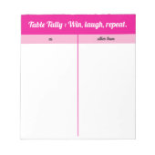 Moderne Eenvoudige Roze Witte Bunco Tabel Tally Notitieblok (Voorkant)