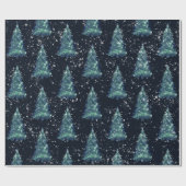 Moderne Eenvoudige Rustic Snowy Night-kerstbomen Cadeaupapier (Vlak)