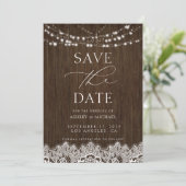 Moderne eenvoudige Rustic Twinkle Lights Wedding Save The Date (Staand voorkant)